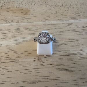 Dazzling Silver Halo Ring with Clear Center Stone